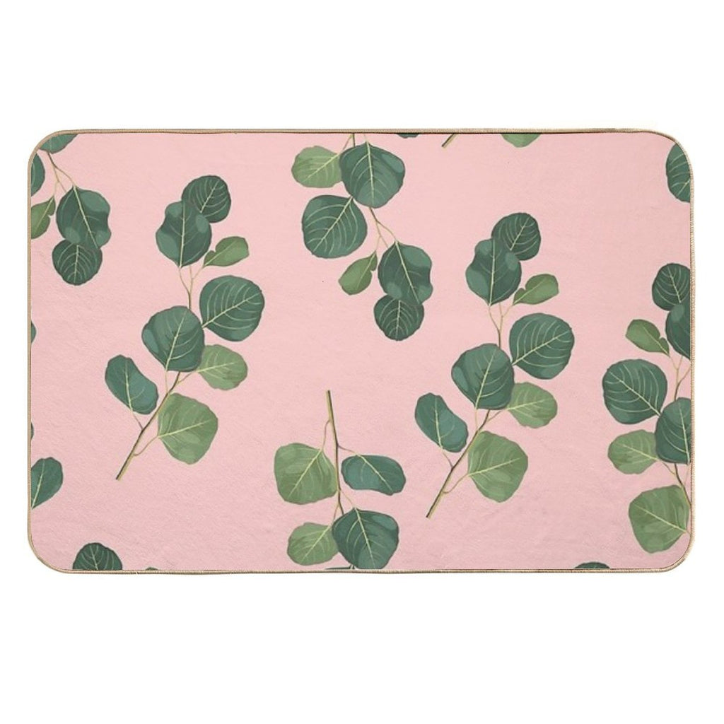 Floral Abstract Seamless Pattern with Eucalyptus Branches.  Long-Lasting Bath Mat
