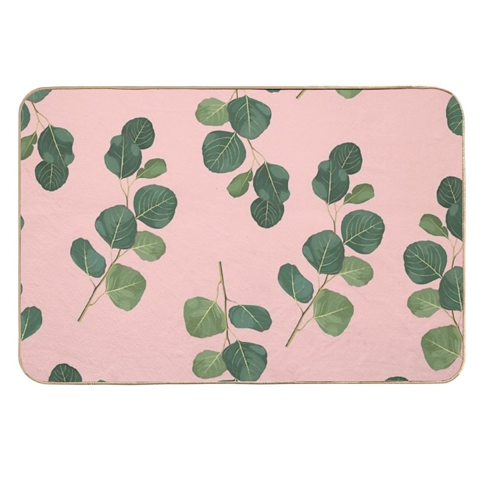 Floral Abstract Seamless Pattern with Eucalyptus Branches.  Long-Lasting Bath Mat