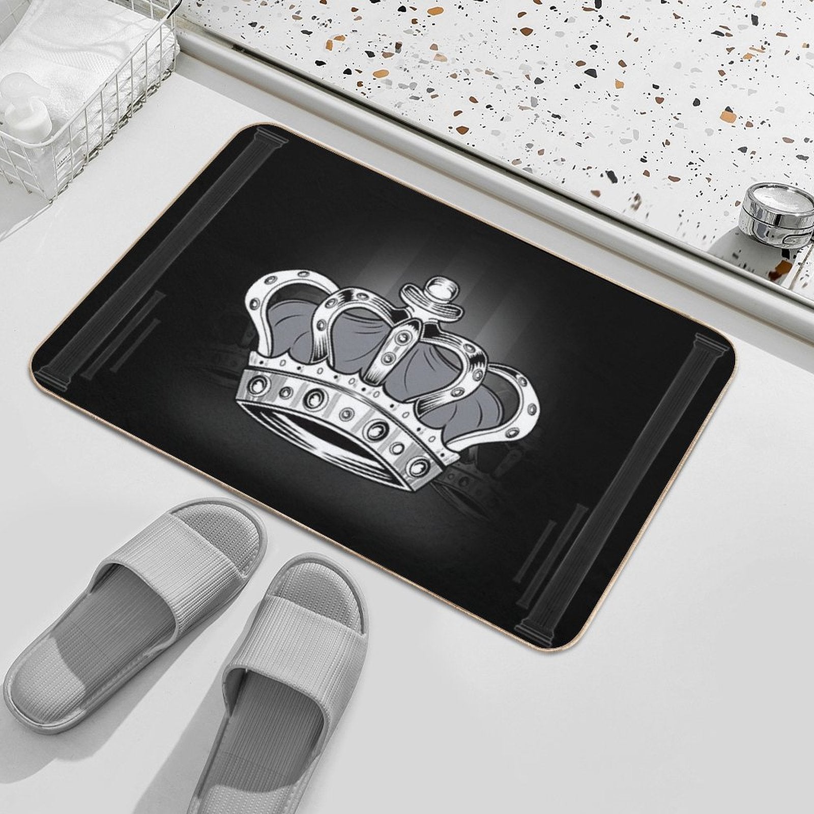 Crown - Grey 2  Fade-Resistant Bath Mat