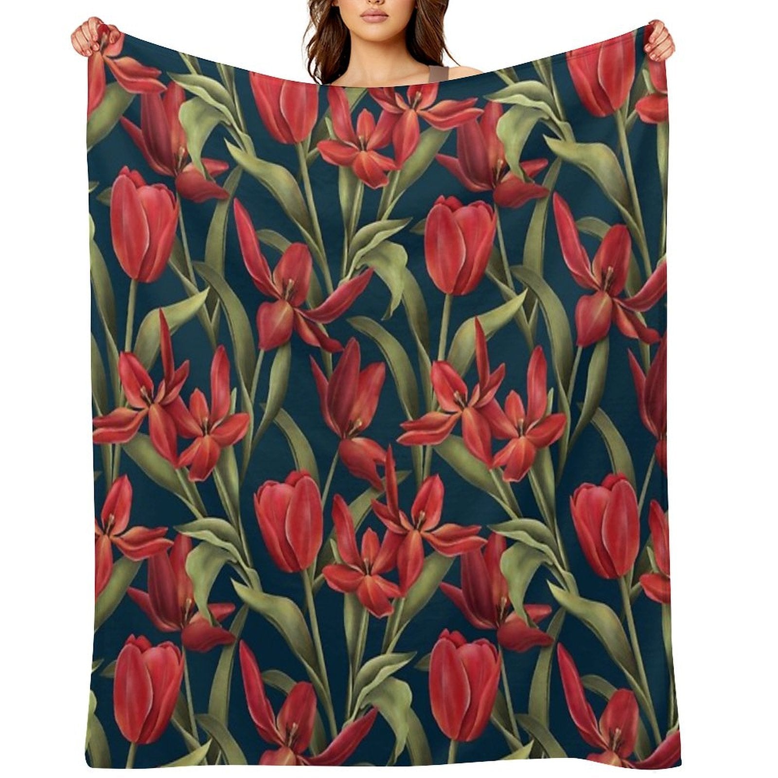 The Red Garden Plush Throw Blanket