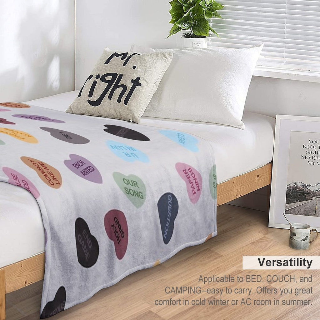 Eras Candy Hearts  Home Decor Merch Fandom Small Support  HECKINFAROUT Easy Care Throw Blanket