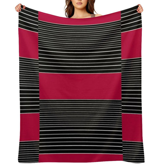Striped Simple Red , Gray , White Pattern SPORTCLUB Eco-conscious Throw Blanket