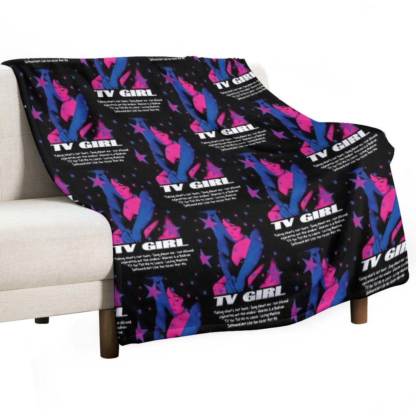 TV Girl Vintage Machine-washable Throw Blanket