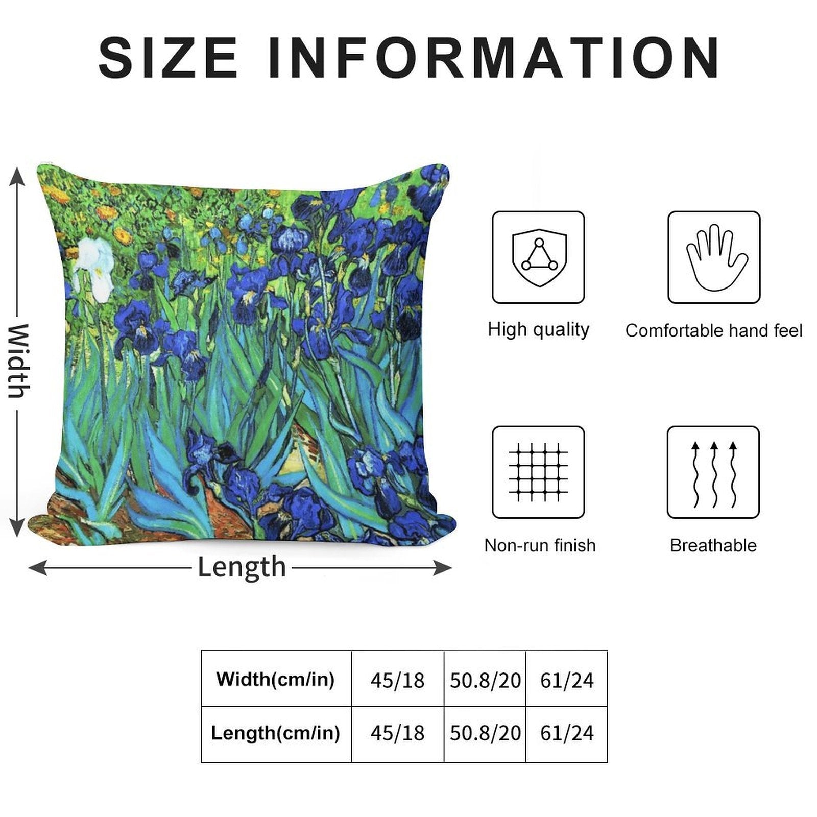 Van Gogh HDR Garden Irises Soft Gift Ready Throw Pillow
