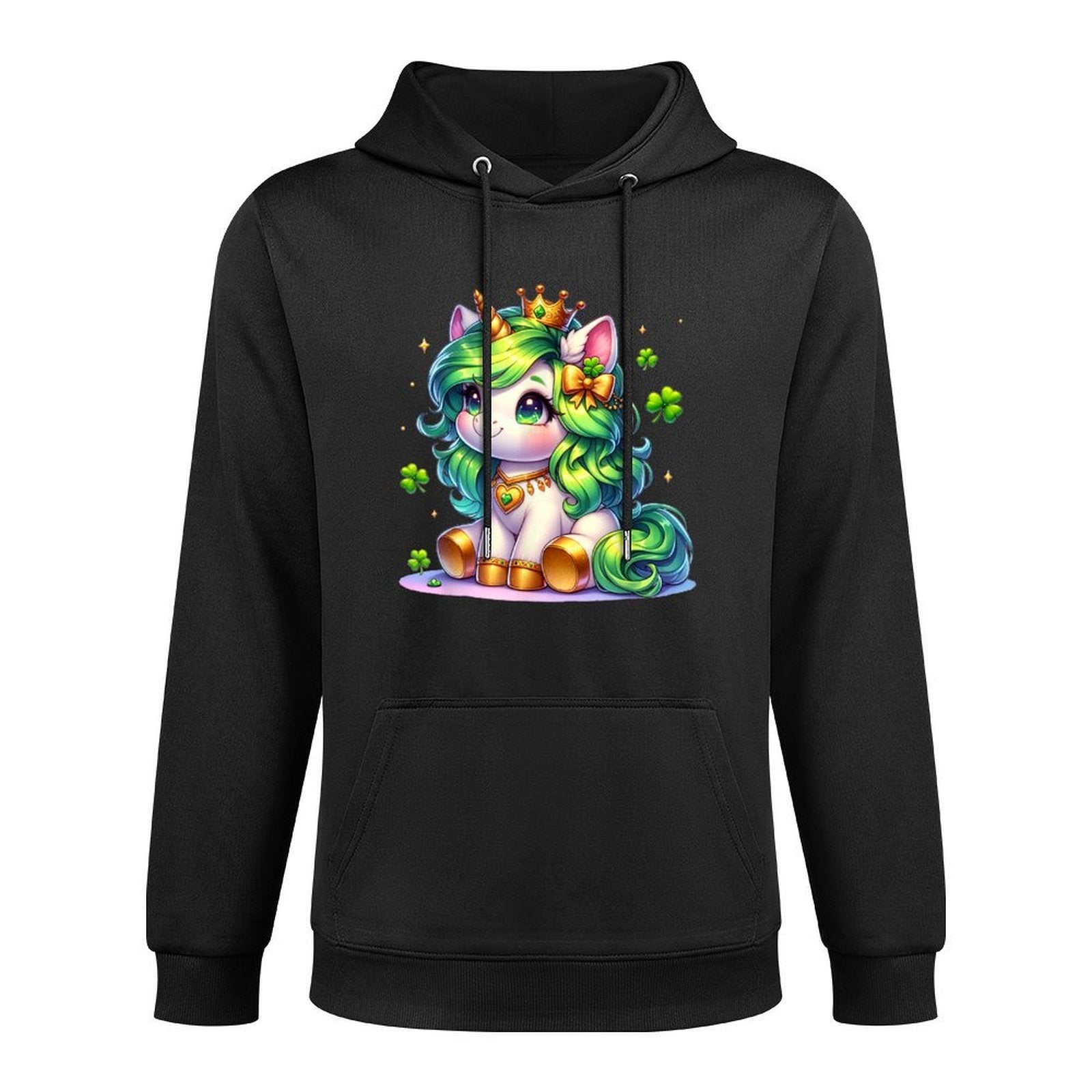 Unicorn St Patricks Day Girls Kids Shamrock Cute Unicorn All-Day Comfort Hoodie