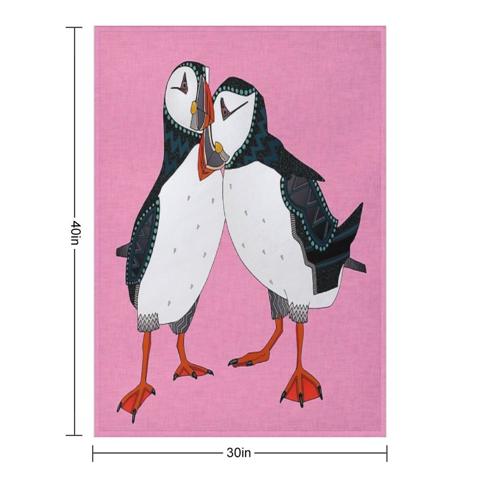 Puffin Pair Pink Sustainable Throw Blanket