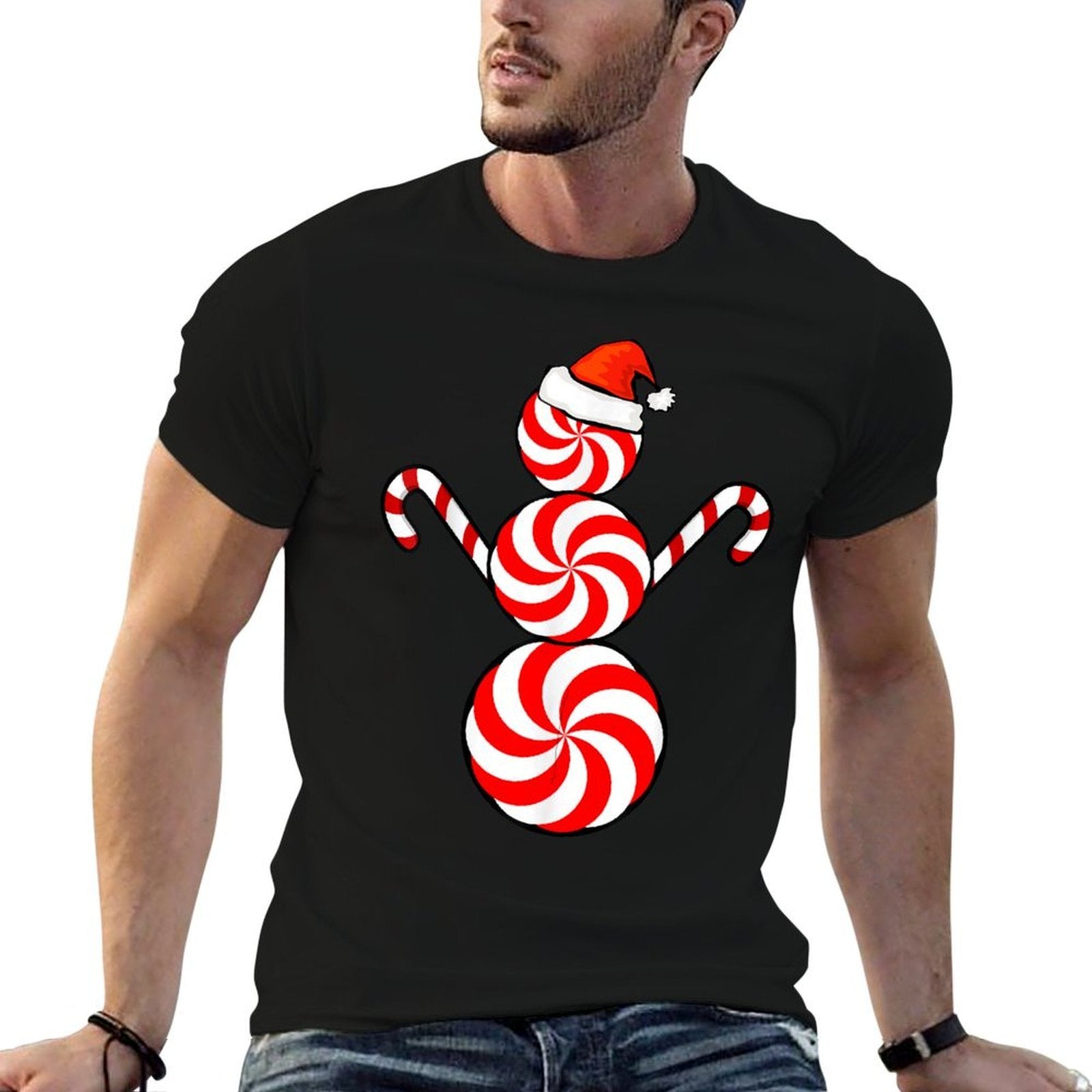 Funny Christmass Peppermint Candy Snowman  Classic T-Shirt