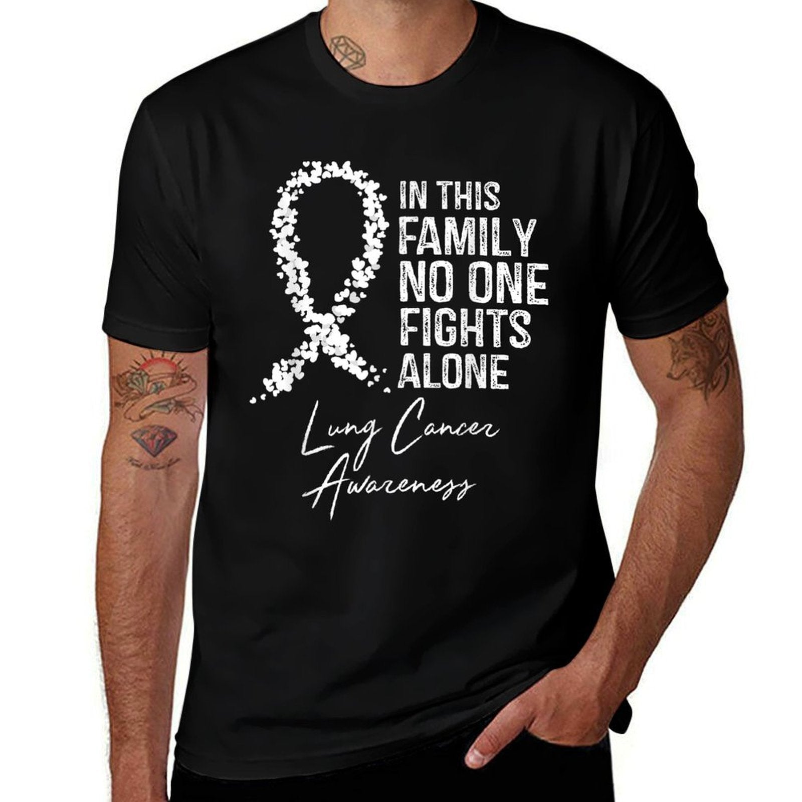 In This Family No One Fights Alone Lung Cancer  Trendy Pattern T-Shirt