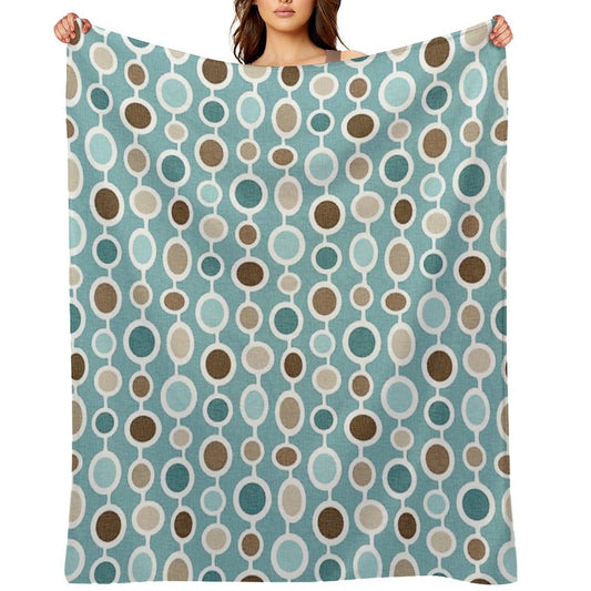 Mid Century Modern Geometric Circle Atomic Art Print 2 - Blue Brown All-season Throw Blanket