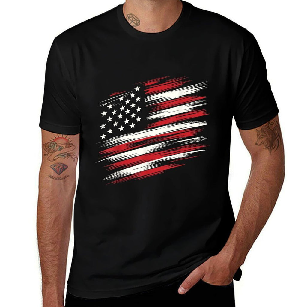 4th of July Shirts Fourth of July Patriotic American  Oversized Silhouette T-Shirt