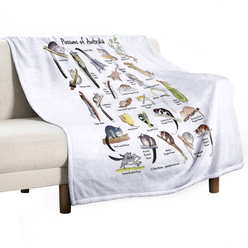 Possums of Australia (with Names) Wrinkle-free Throw Blanket