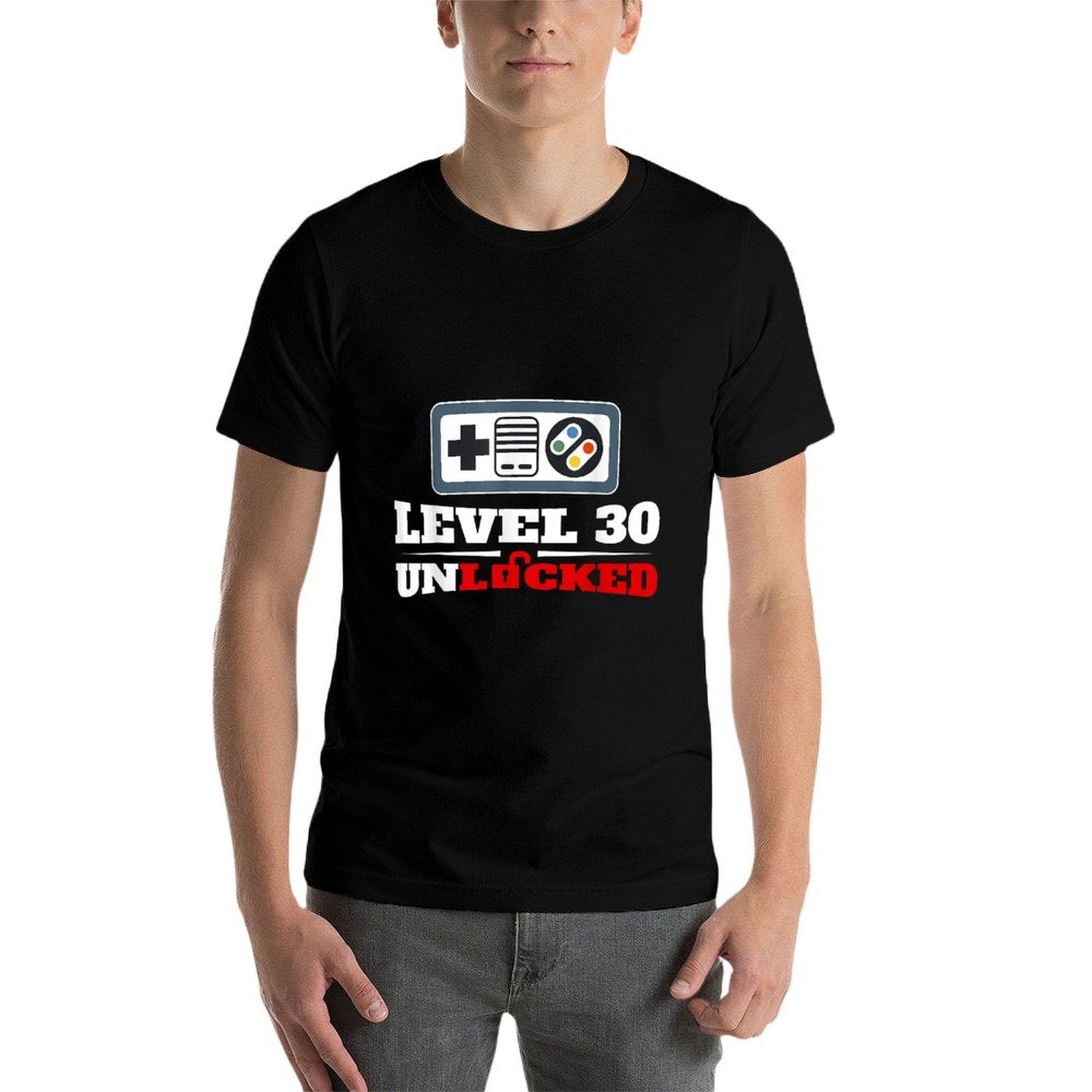 Level 30 Unlocked Gamer 30th Birthday for Men  High-quality Stitching T-Shirt