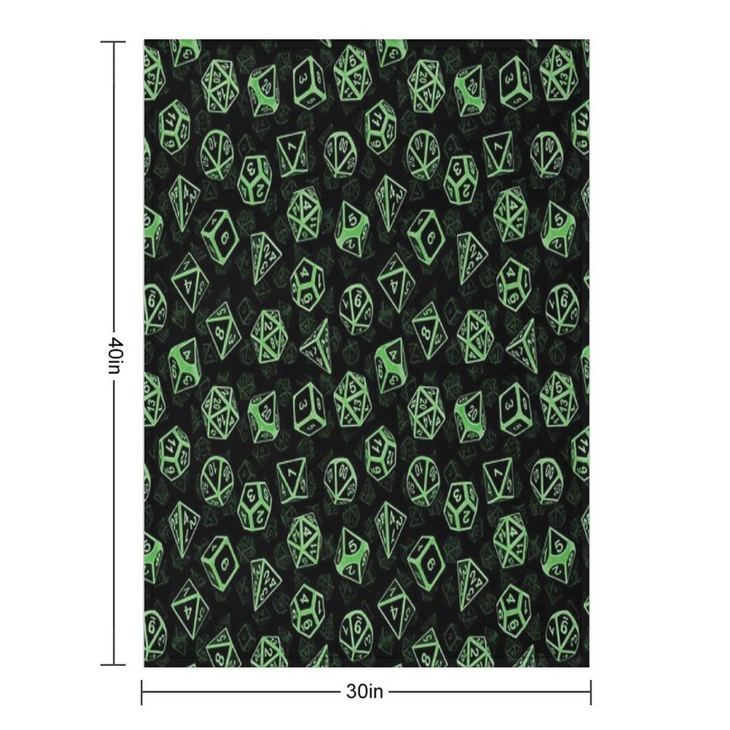 D20 Dice Set Pattern (Green) Gift-ready Throw Blanket