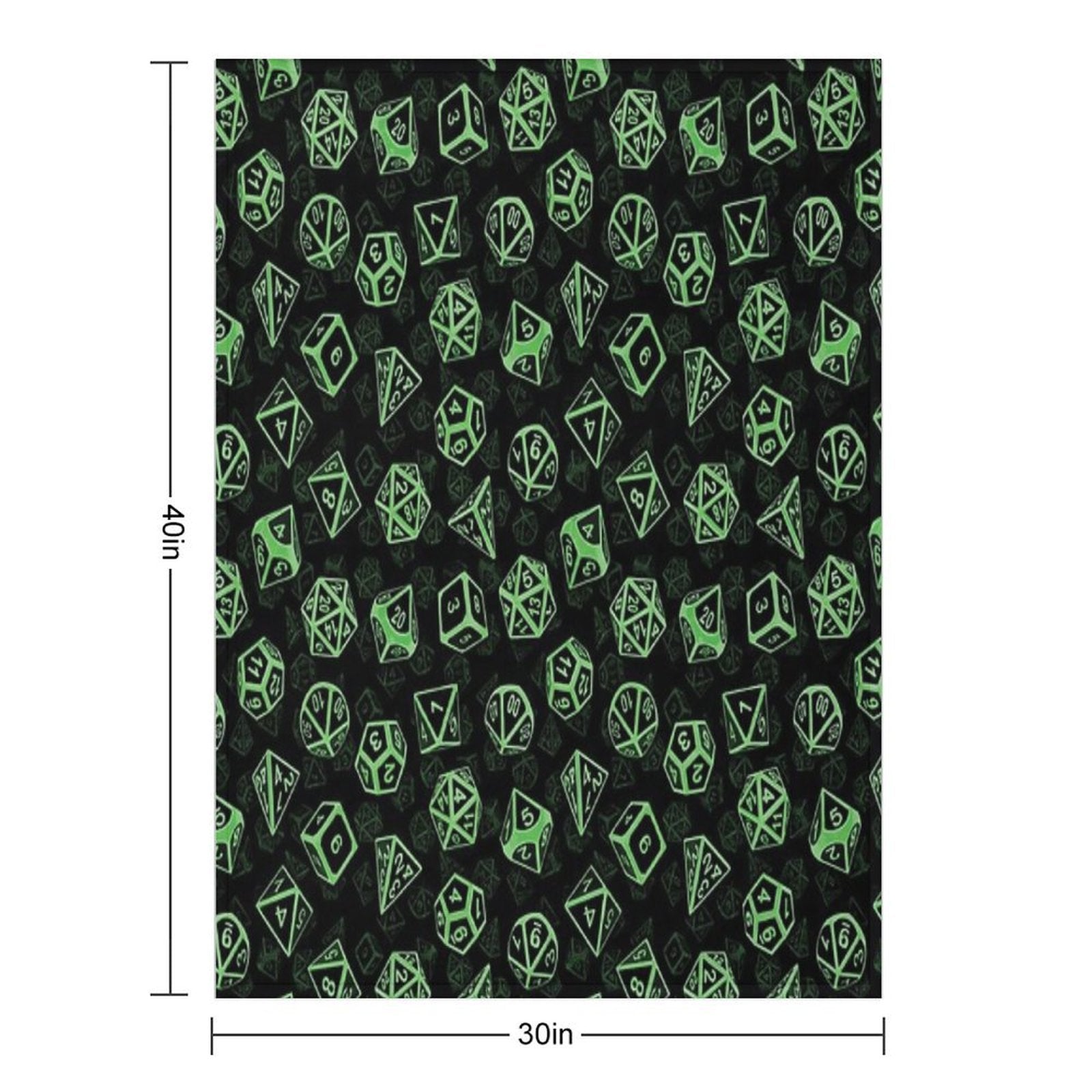 D20 Dice Set Pattern (Green) Gift-ready Throw Blanket