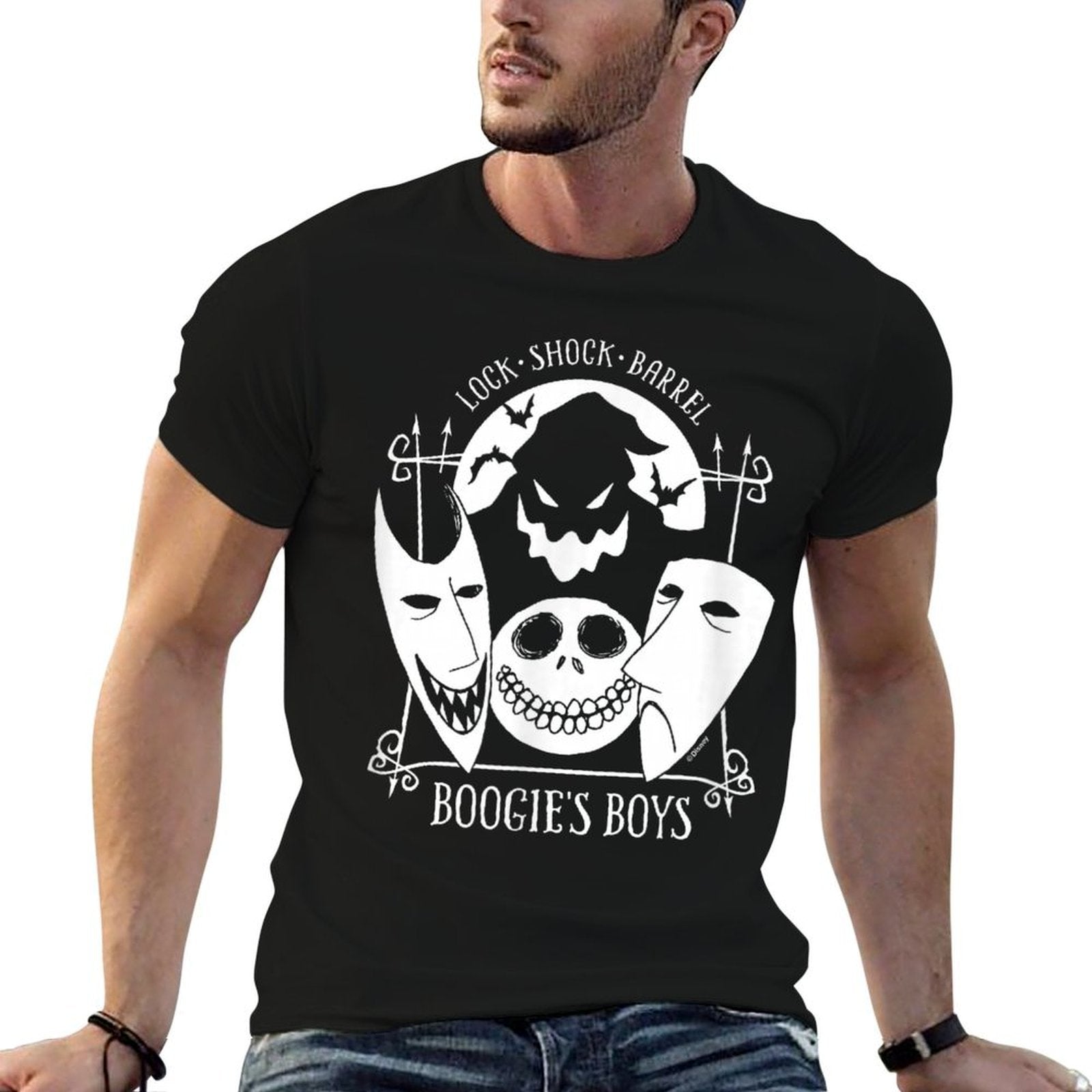 The Nightmare Before Christmas - Boogie Lock Shock Barrel  Slim-fit Cut T-Shirt
