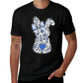 Easter Chinoiserie Floral Bunny With Cute Blue Bow Coquette  Cotton T-Shirt