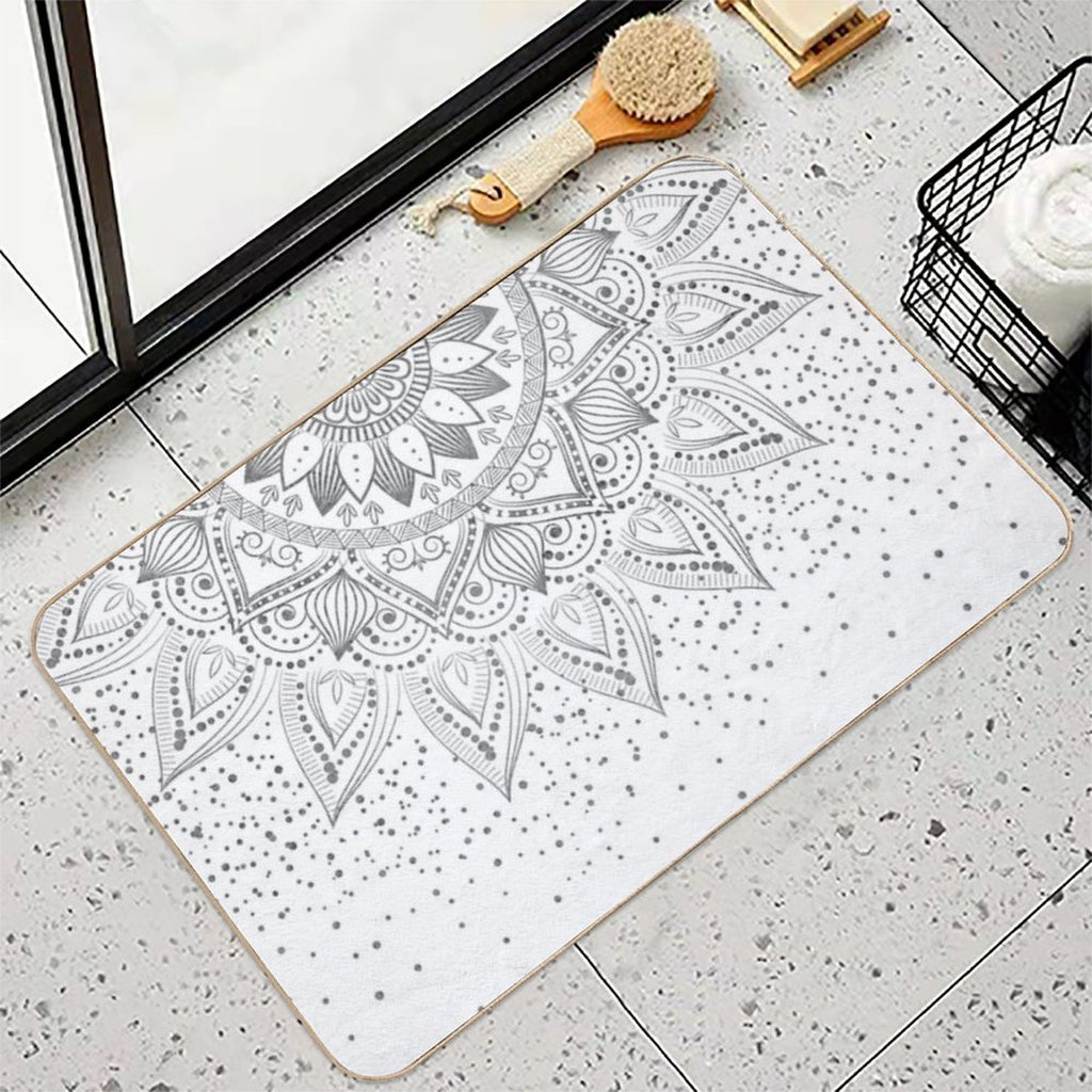 Elegant Grey Mandala Confetti Design  Rapid-Drying Bath Mat