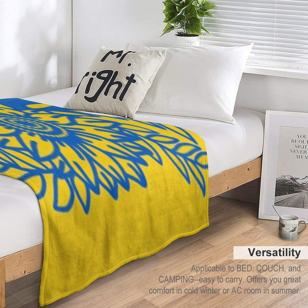 Ukraine Sunflower And Olive Branch Flag Plush Throw Blanket