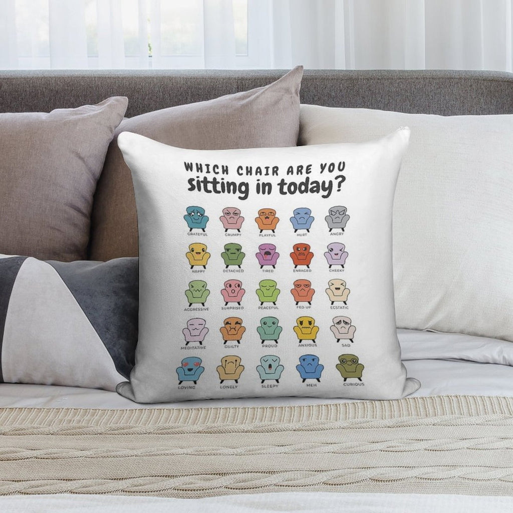 Chair Feelings, Emotions Chart, Mental Health, Therapy Office, Therapist Gift, Counsellor Tools, School Counselor, Mood Chart, S Soft Short Plush Fabric Throw Pillow