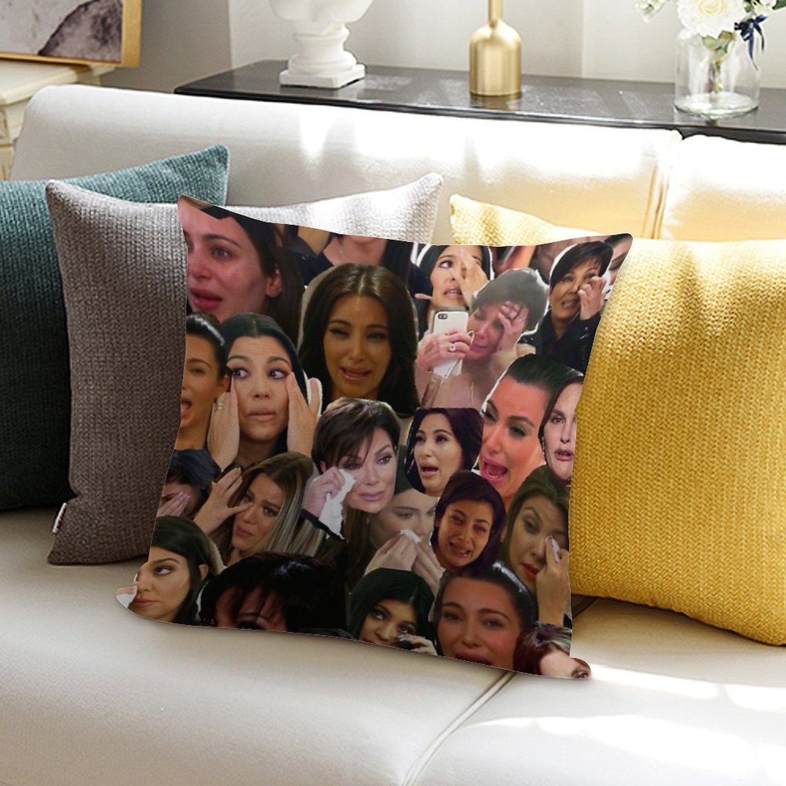 Kardashian's Crying Collage Soft Style Accent Throw Pillow