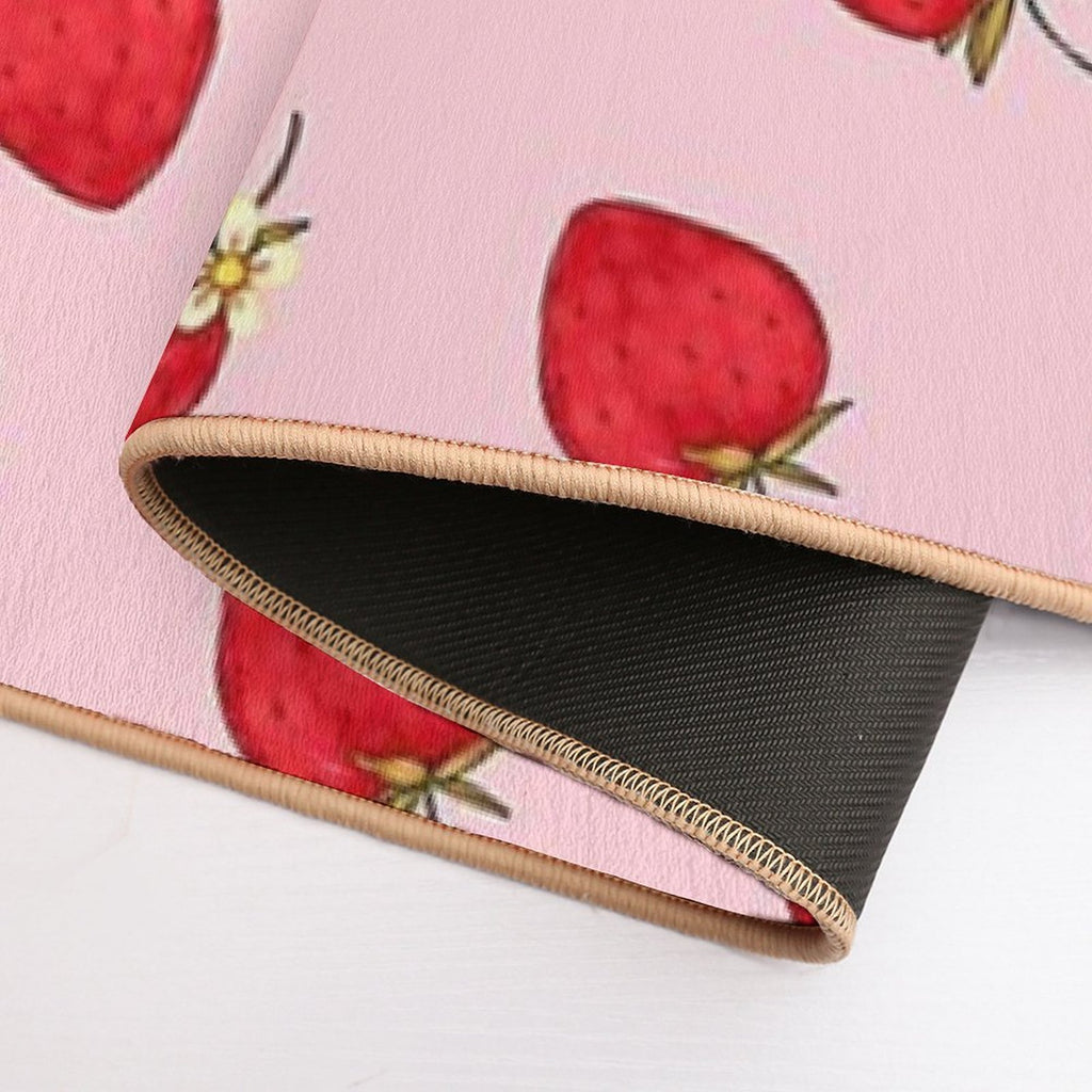Cute Strawberries Pattern Red Pink Pastel Aesthetic  Easy Maintenance Bath Mat