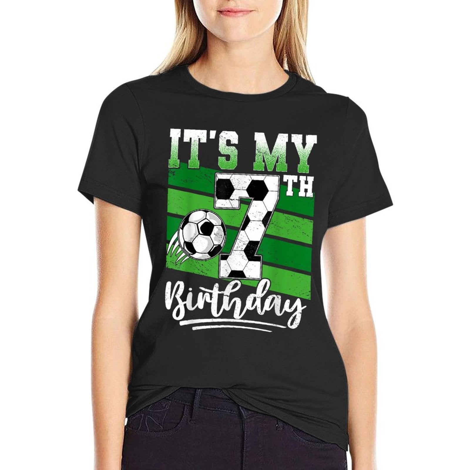 Kids 7 Year Old Birthday Its My 7th Birthday Soccer Ball  Stretchy T-Shirt