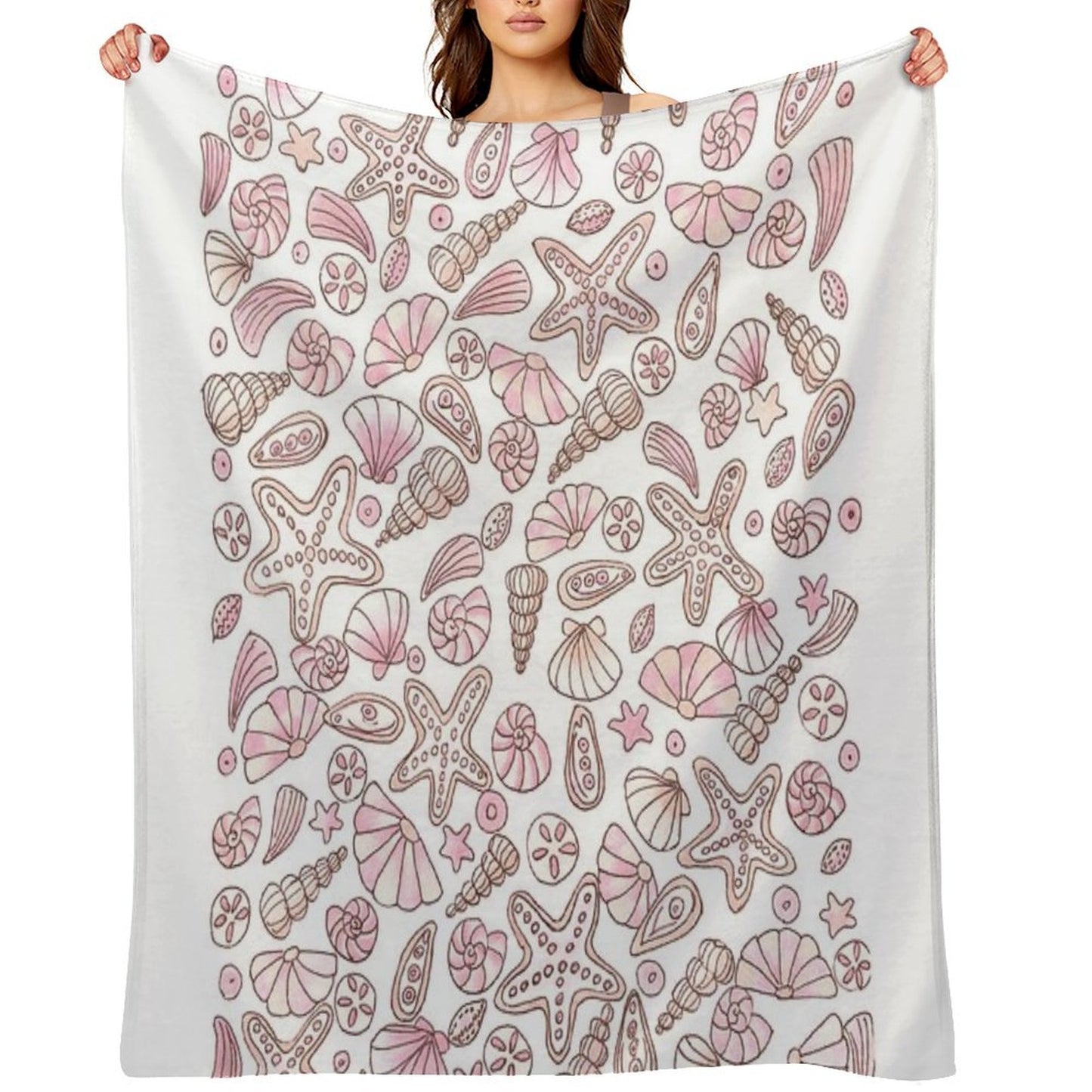 Millennial Pink Seashells Quick-dry Throw Blanket