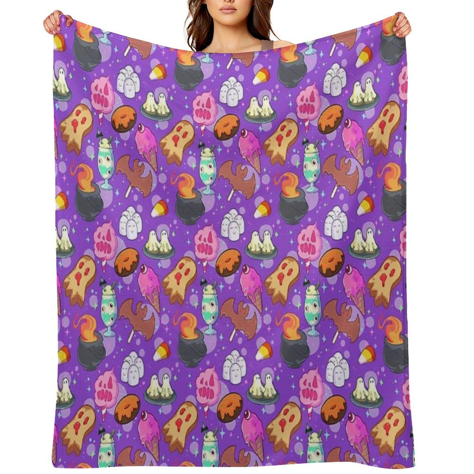 Nostalgic Spooky Food Lightweight Throw Blanket