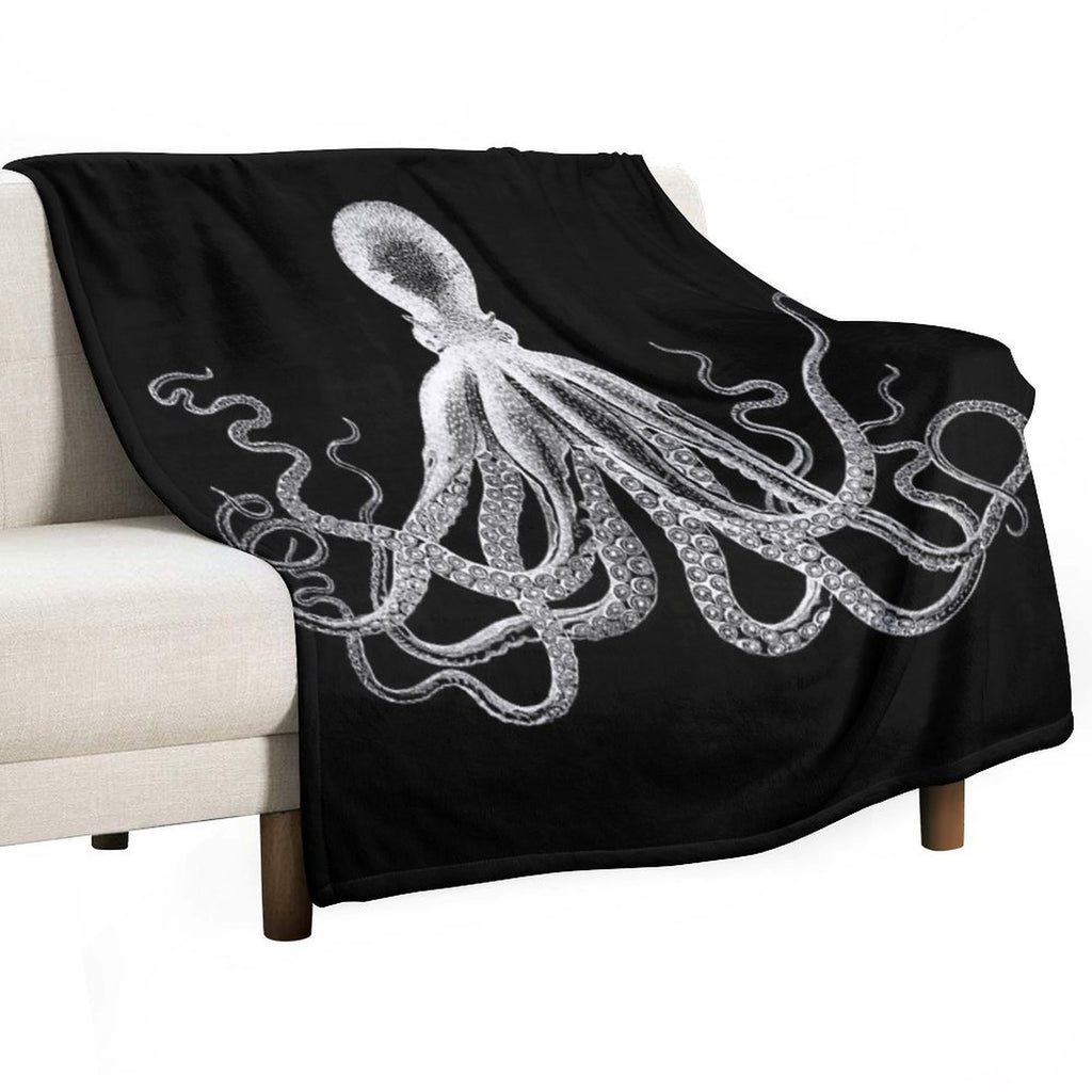 Octopus  Vintage Octopus  Tentacles  Sea Creatures  Nautical  Ocean  Sea  Beach  Black And White Comfort Throw Blanket