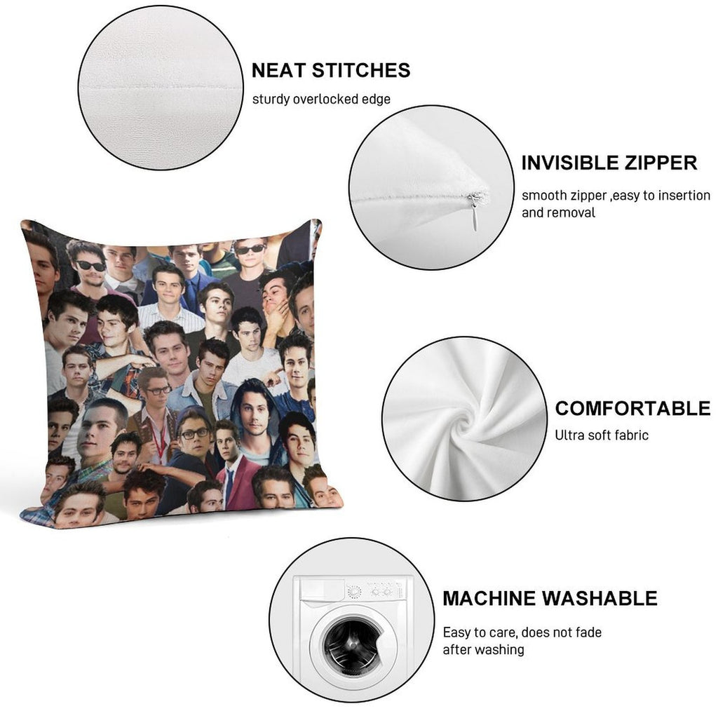 Dylan O'brien Collage Soft High-Density Material Throw Pillow