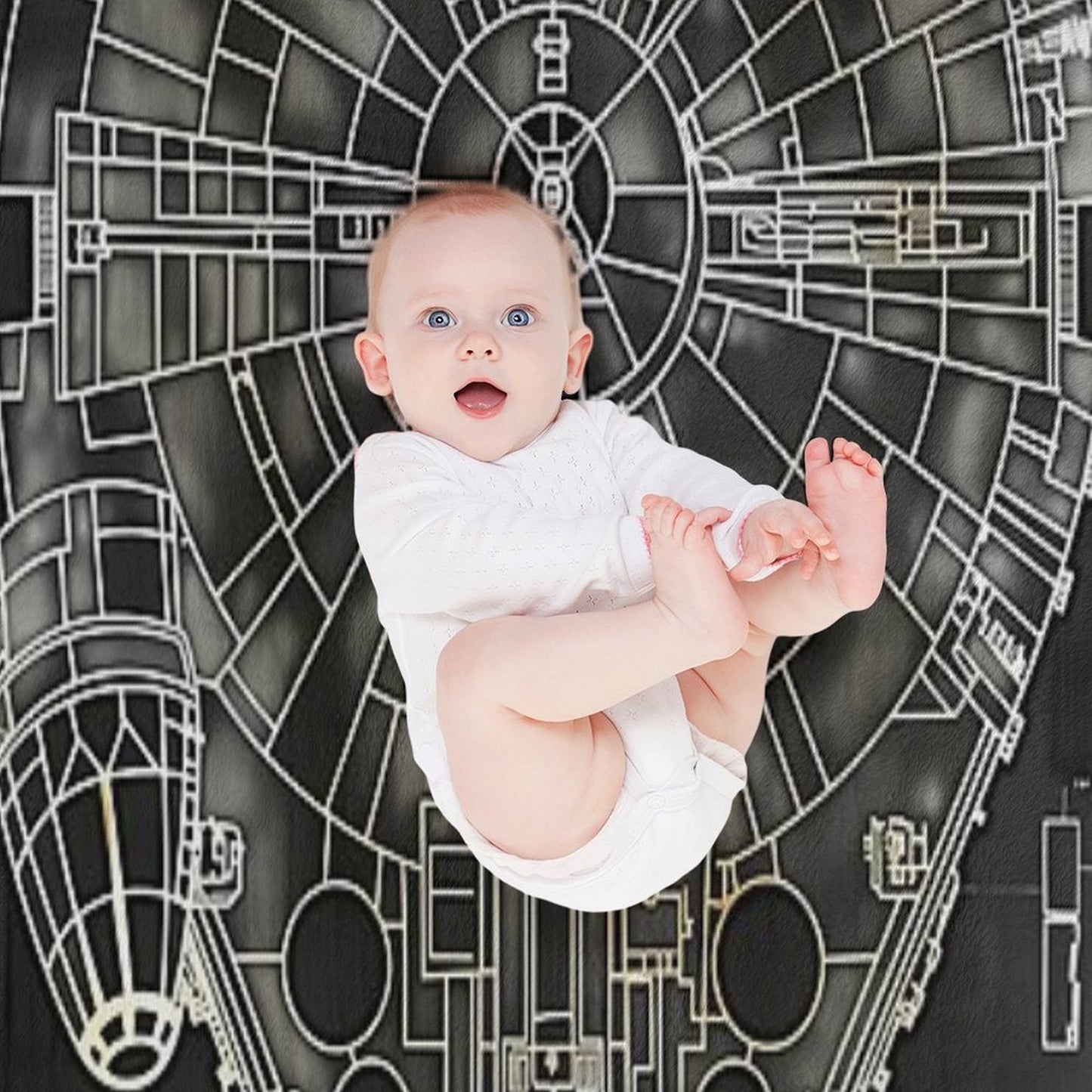 Millennium Falcon Star Wars Starship Blueprint Fan Art Plush Throw Blanket