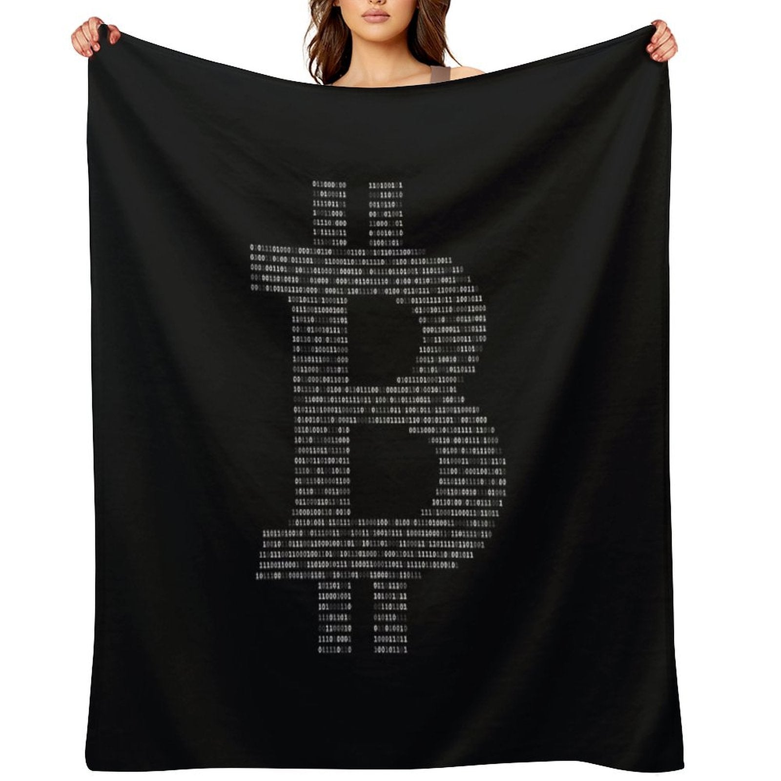Bitcoin Binary Black Travel-friendly Throw Blanket