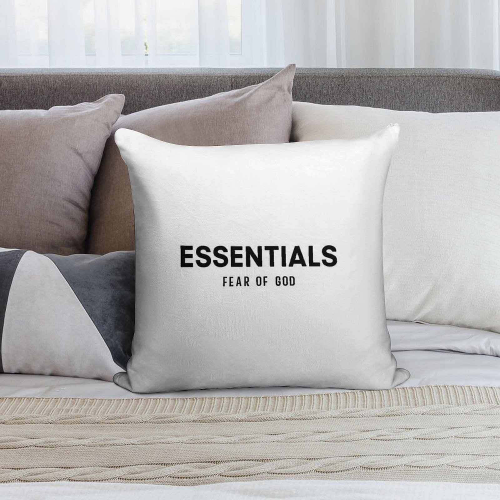 Essential Black Font Soft Washable Throw Pillow