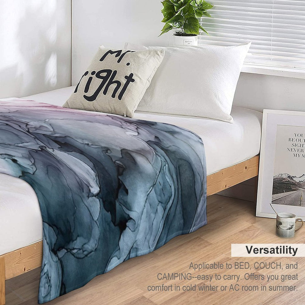 Blush And Payne's Grey Flowing Abstract Painting Comfort Throw Blanket