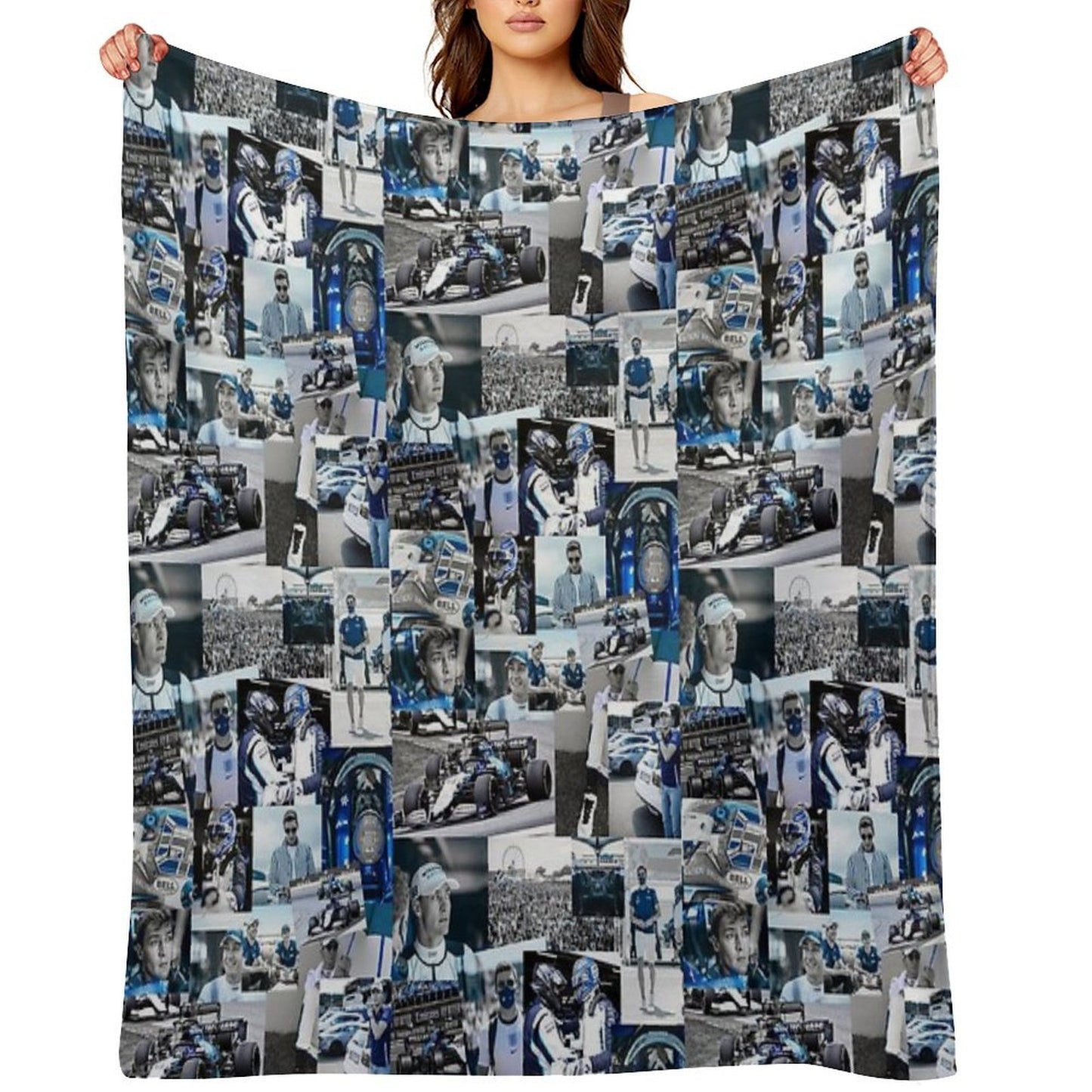 George Russle Williams Racing Collage Machine-washable Throw Blanket