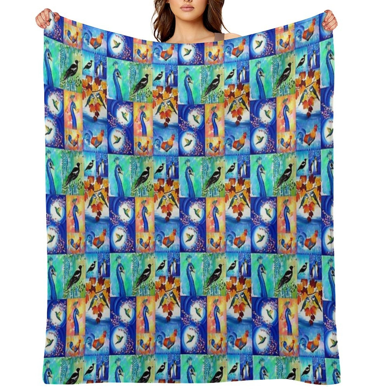 Bird Prints Wrinkle-free Throw Blanket
