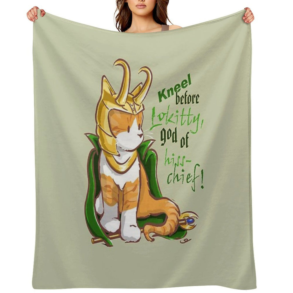 Kneel Before Lokitty! (chibi Version) Eco-conscious Throw Blanket