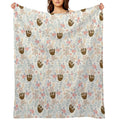 Baby Flower With Sloth Travel-friendly Throw Blanket