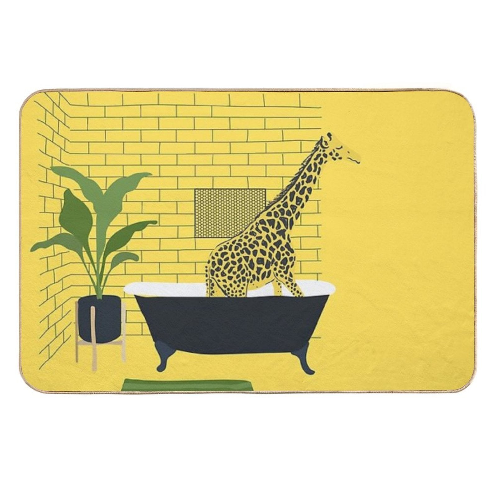 Giraffe in A Bath  Absorbent Bath Mat