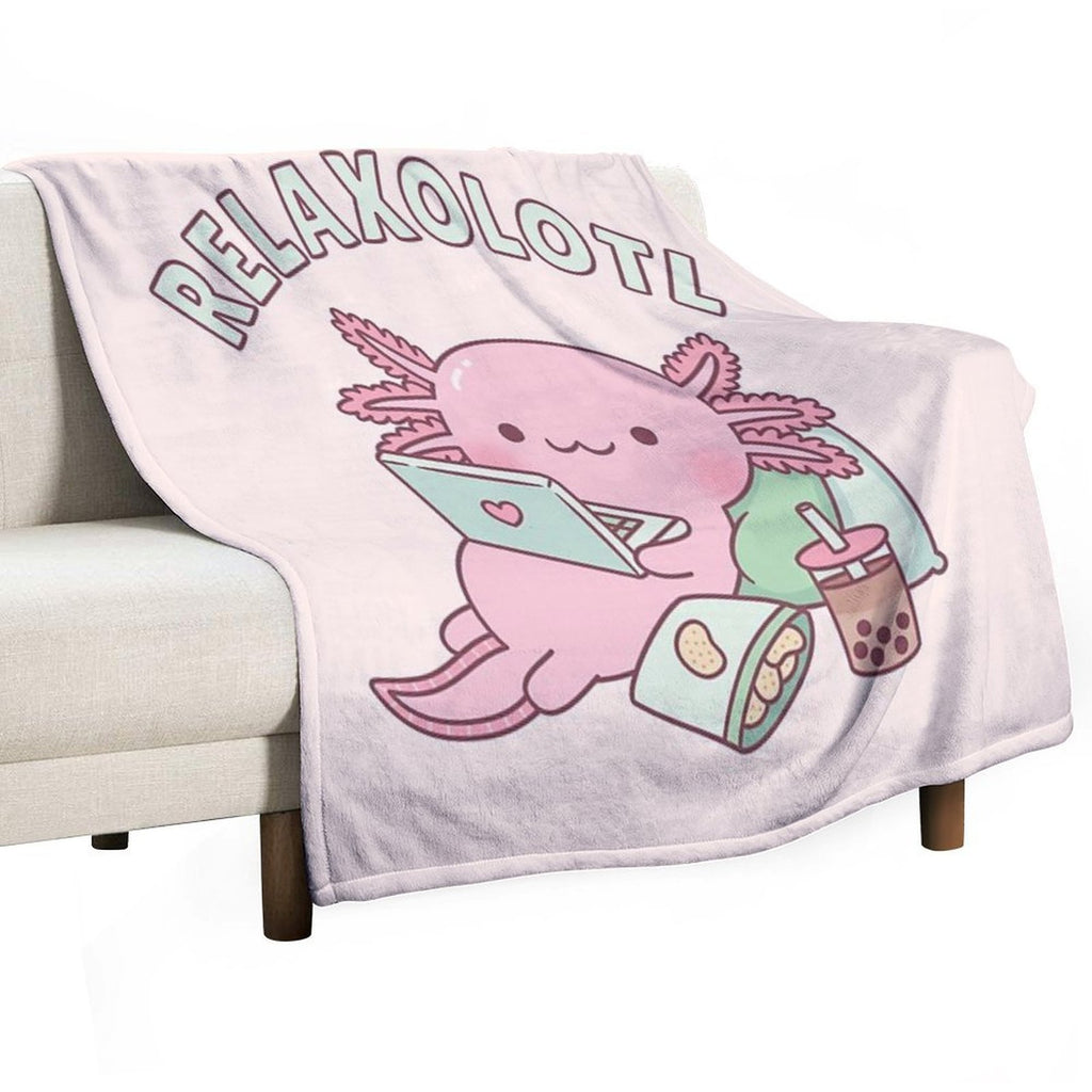 Cute Relax A Lot Axolotl Funny Pun Lightweight Throw Blanket
