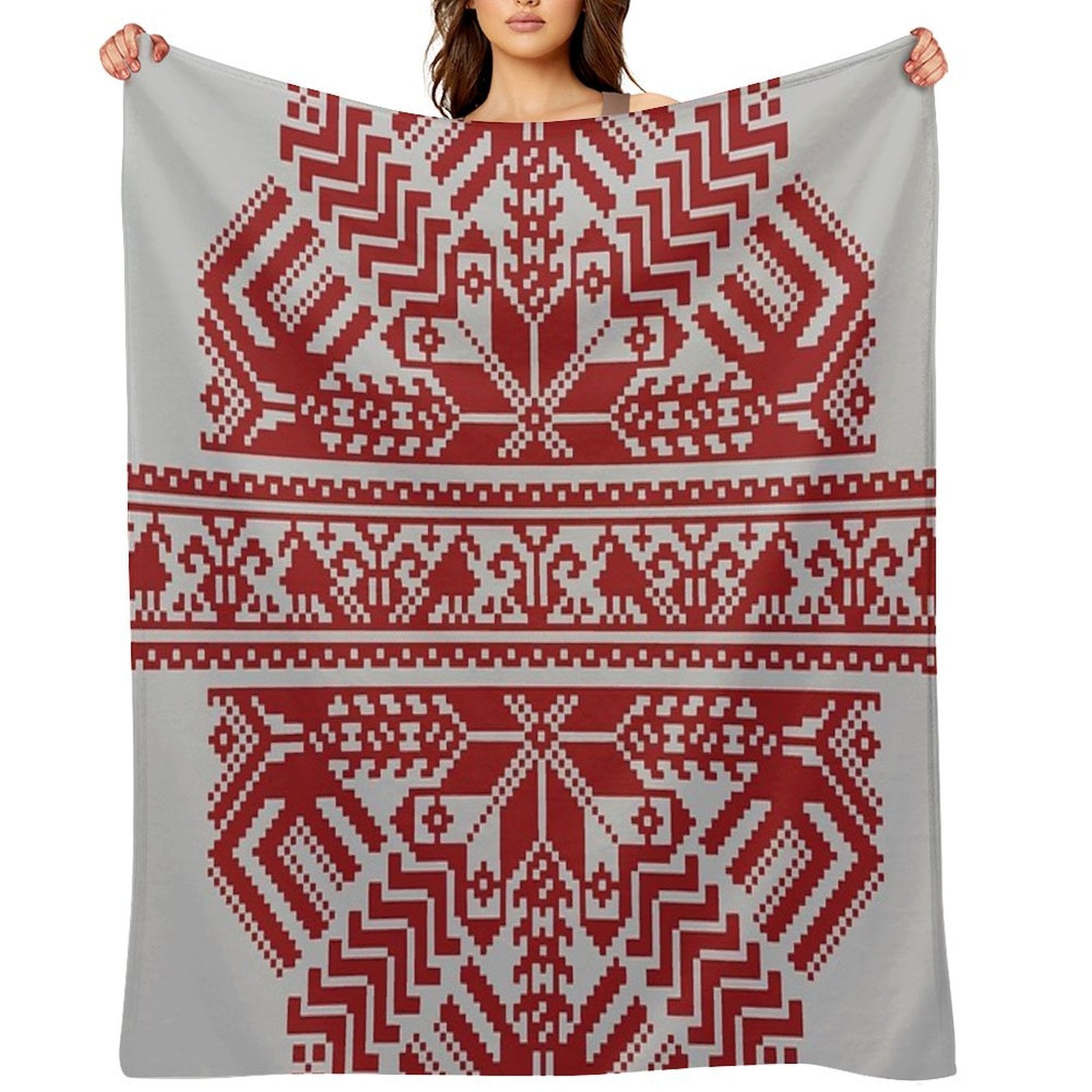 Baltic Traditional Ornament. Latvian Eco-conscious Throw Blanket