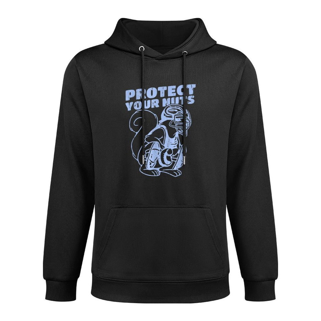 Catcher Mom Protect Your Nuts, Funny Baseball Medium-Weight Fabric Hoodie