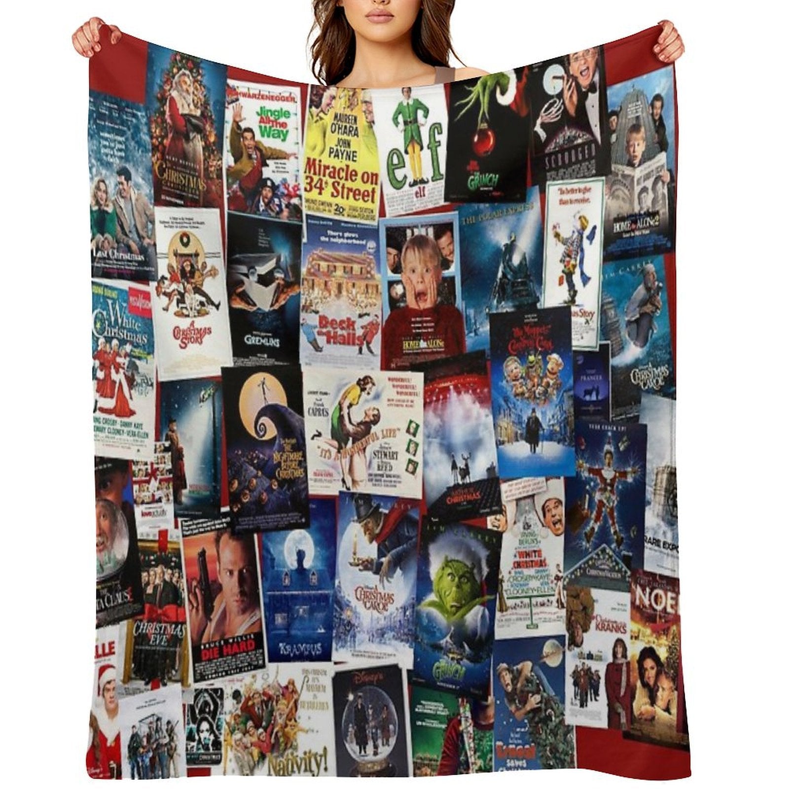 Christmas Film Collage Shrink-resistant Throw Blanket