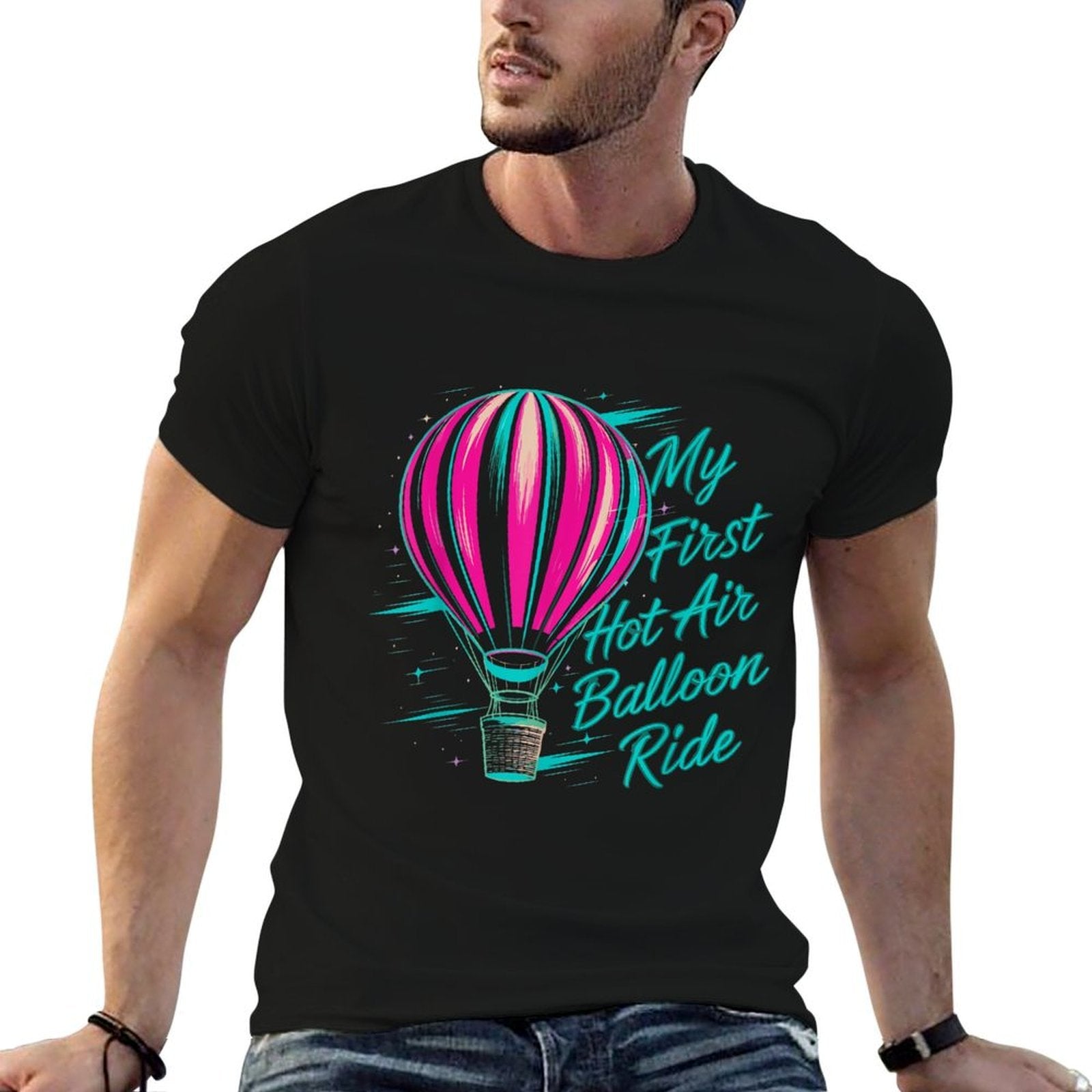 Festival My First Hot Air Balloon Ride Aircraft  Fade-proof Color T-Shirt