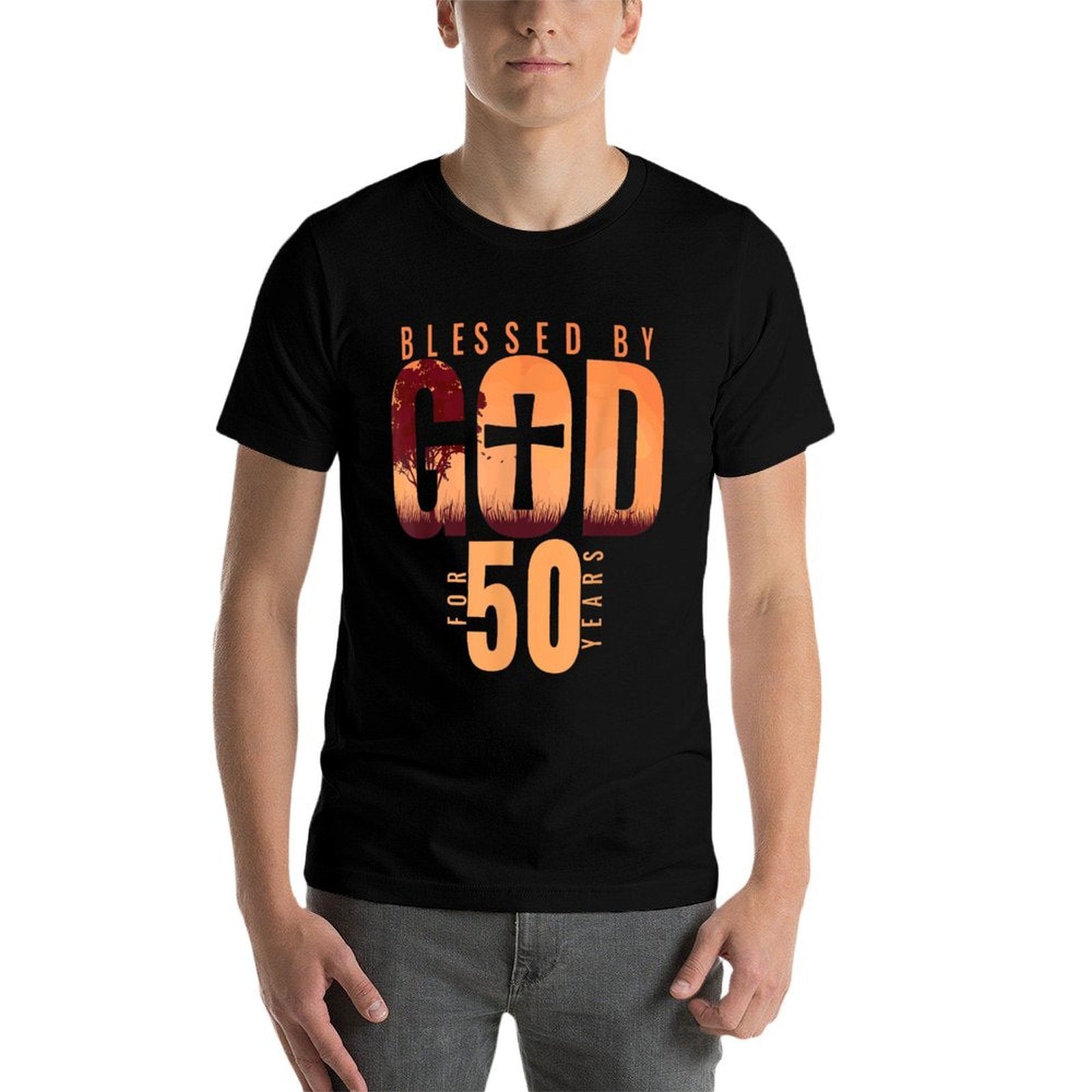 Blessed By God For 50 Years 50th Birthday Religious Theme  Stretchy T-Shirt
