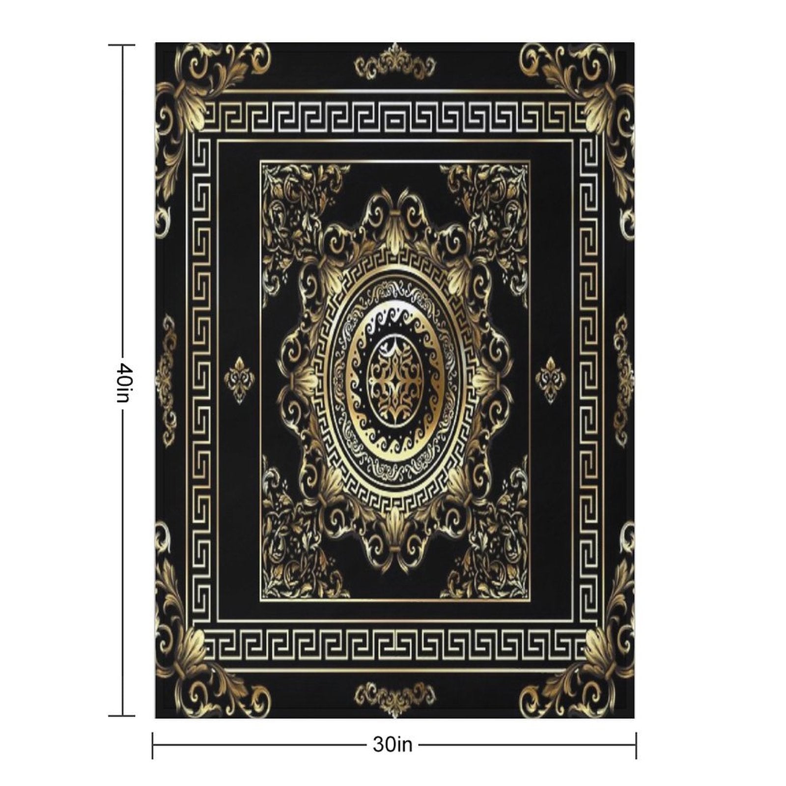 Ornate Baroque Black And Gold Greek Key Border Quick-dry Throw Blanket