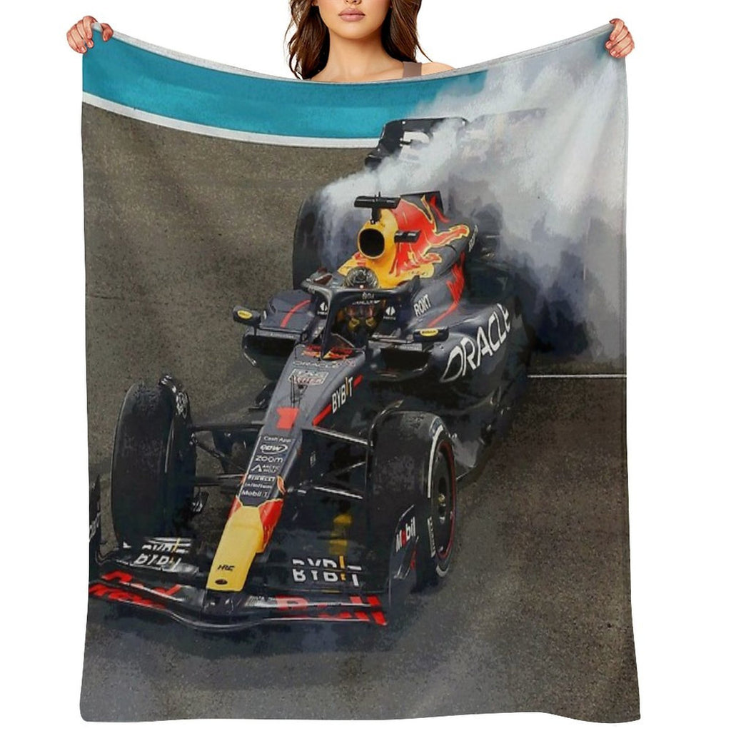 Max Verstappen Celebrating His 3rd World Championship by Doing Donuts after Winning The 2023 Abu Dhabi Grand Prix 2 Abstract Durable Throw Blanket