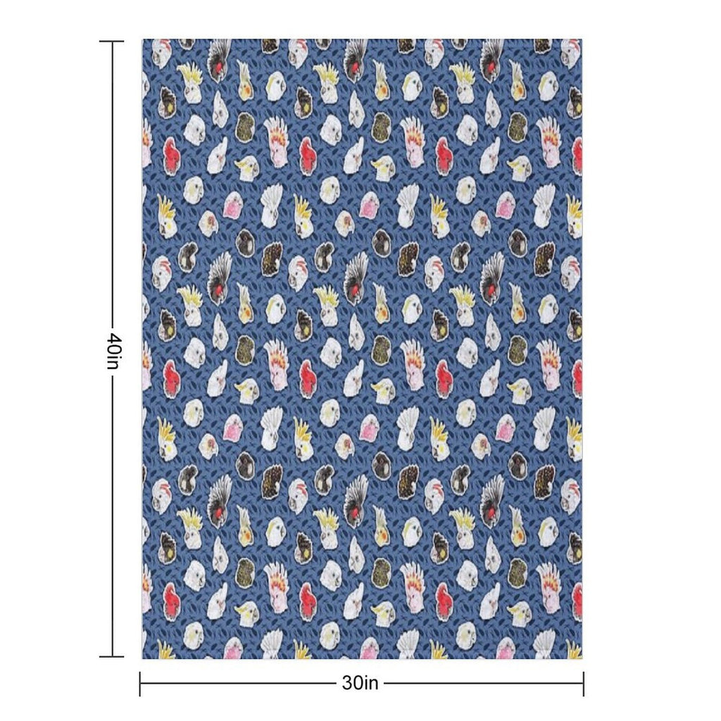 21 Cockatoos (in Dark Blue) Wrinkle-free Throw Blanket