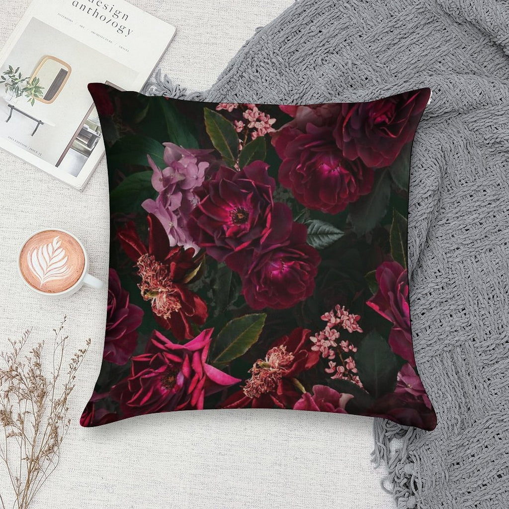 Antique Midnight Botanical Flower Rose Botanical Night Garden Nightgarden Soft Bedroom Essential Throw Pillow
