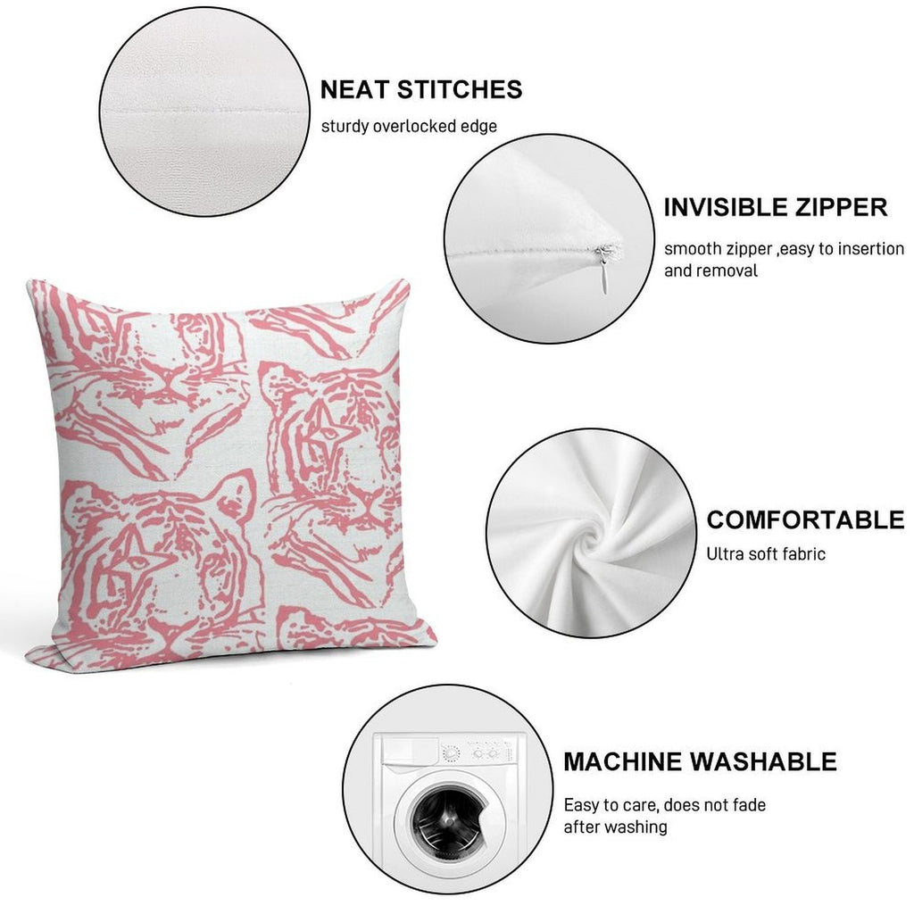 Pink Tiger Soft Reinforced Edging Throw Pillow